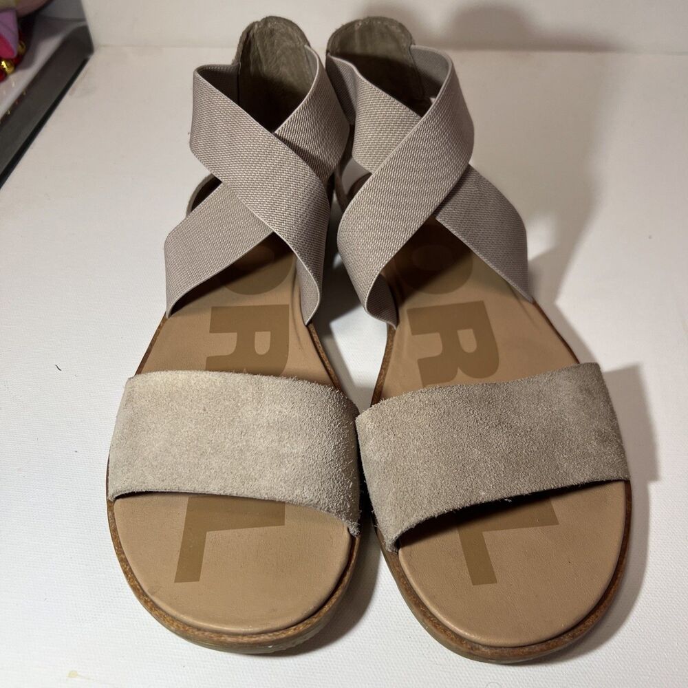 Sorel Ella II Sandals taupe/beige Elastic Strap gladiator Comfort Sandals Size 9